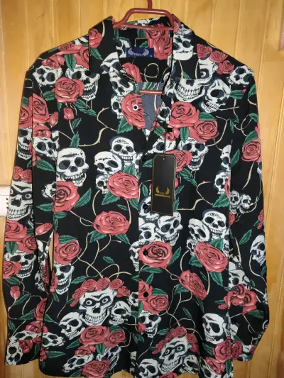 Camisa estampada de calaveras y rosas Diabolo Jeans - miniatura 2