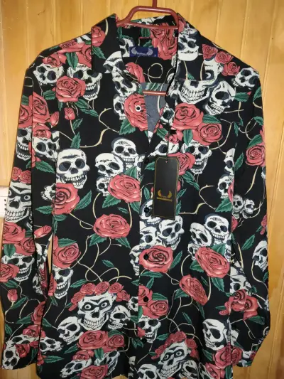 Camisa estampada de calaveras y rosas Diabolo Jeans - miniatura 3