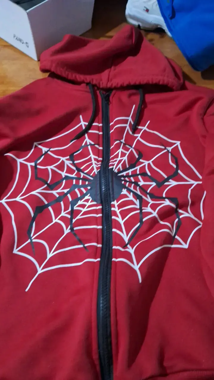 Polerón rojo con diseño de telaraña para niños - 1