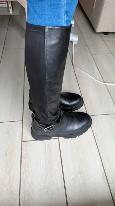 Botas negras de cuero para mujer - miniatura 2