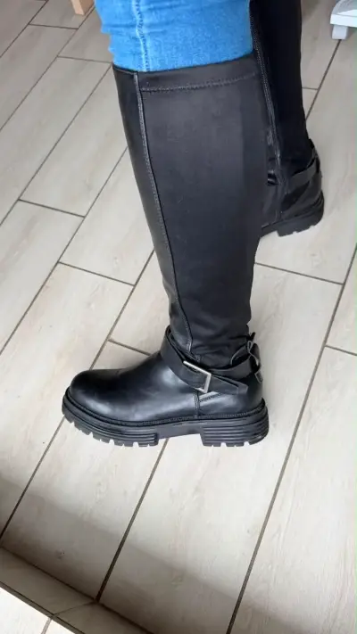 Botas negras de cuero para mujer - miniatura 3
