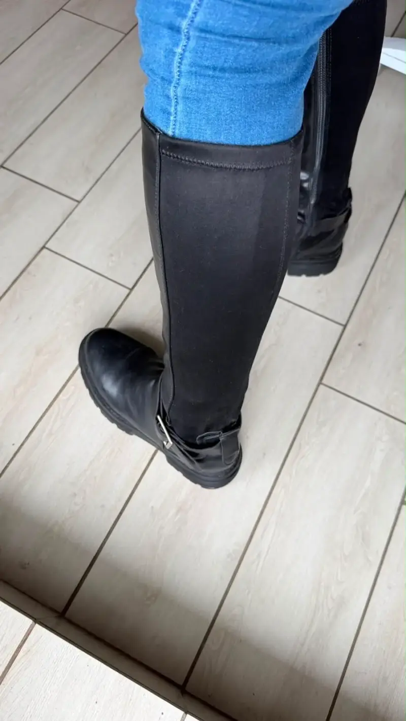 Botas negras de cuero para mujer - 6