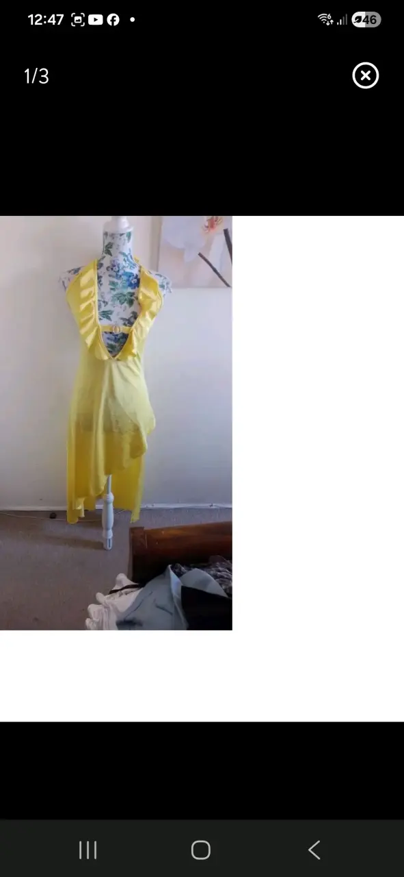 Vestido largo amarillo con volantes - 2