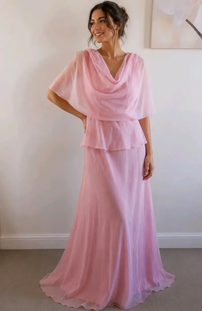 Vestido largo rosa elegante para eventos - 1