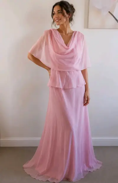 Vestido largo rosa elegante para eventos - miniatura 1