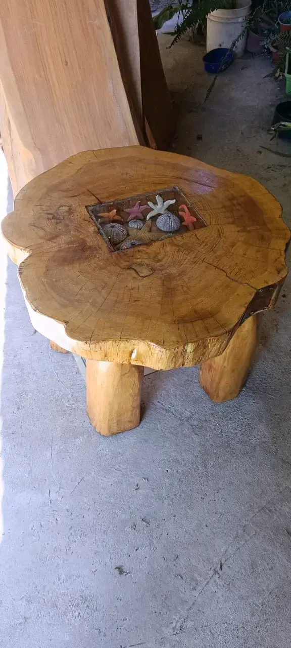 Mesa de centro rústica de madera natural