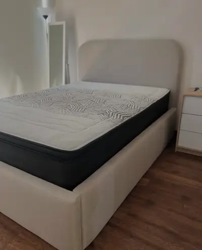 Cama matrimonial con colchón Tempo beige - miniatura 1