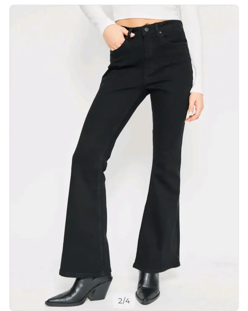 Pantalones acampanados negros para mujer - 1