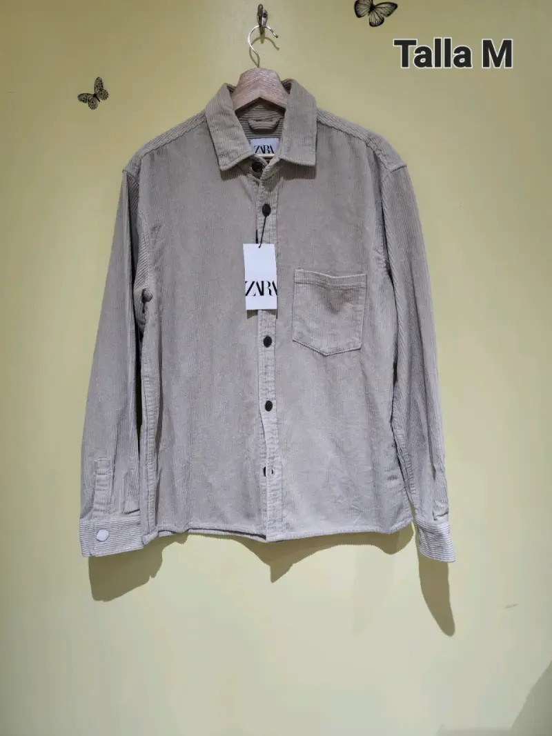 Camisa de pana beige talla L ZARA