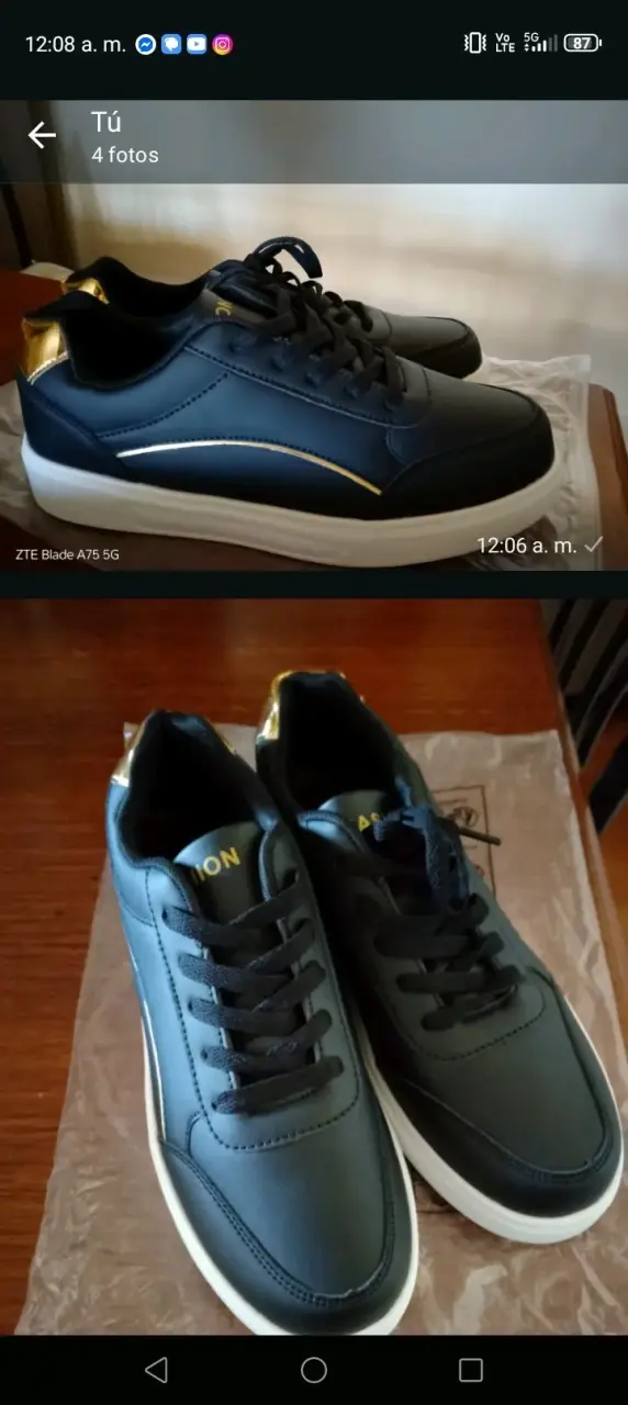Zapatillas deportivas negras con detalles dorados - 1