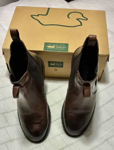 Botines de cuero marrón RKF para hombre - miniatura 1