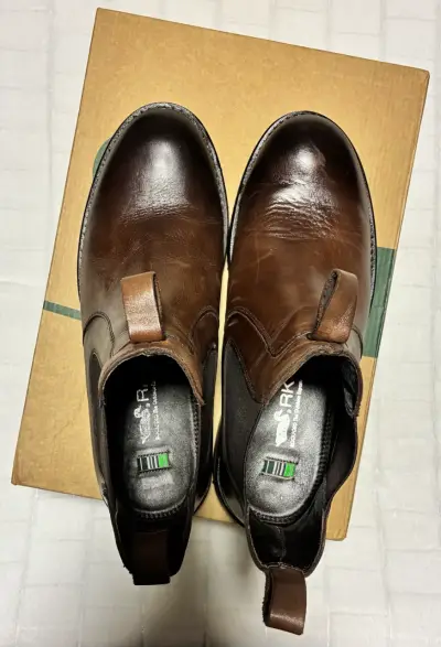 Botines de cuero marrón RKF para hombre - miniatura 3