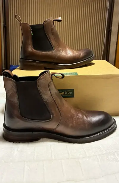 Botines de cuero marrón RKF para hombre - miniatura 4