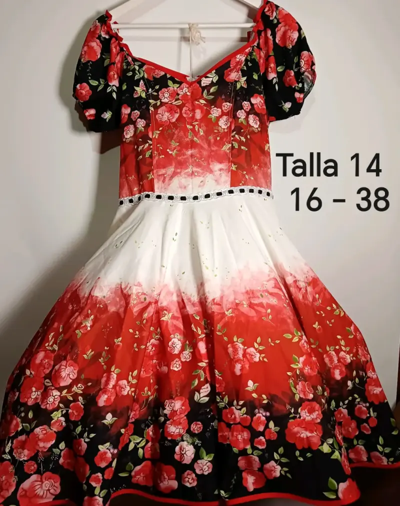 Vestidos de cueca floral talla 14/16/38 - 1