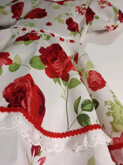 Vestido de cueca con estampado floral rojo talla 2 - miniatura 3