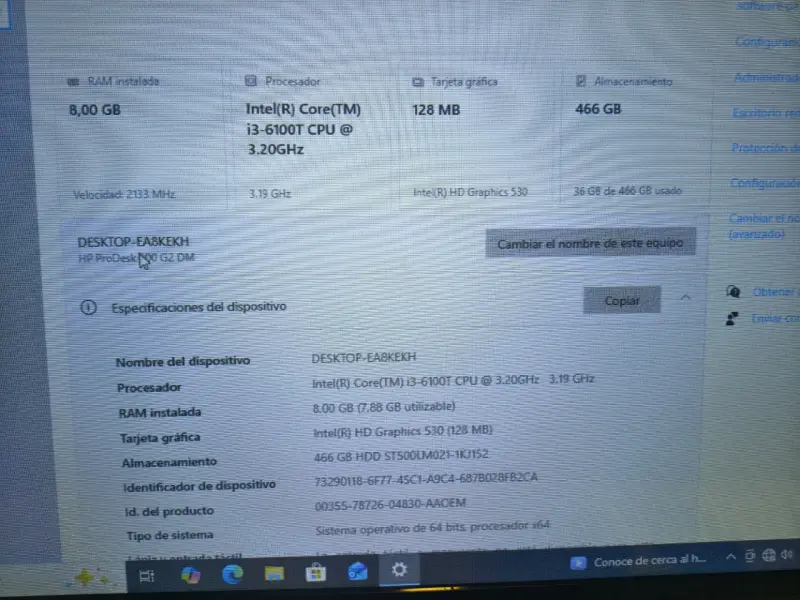 Mini PC HP ProDesk 600 G2 Intel Core i3 - 3