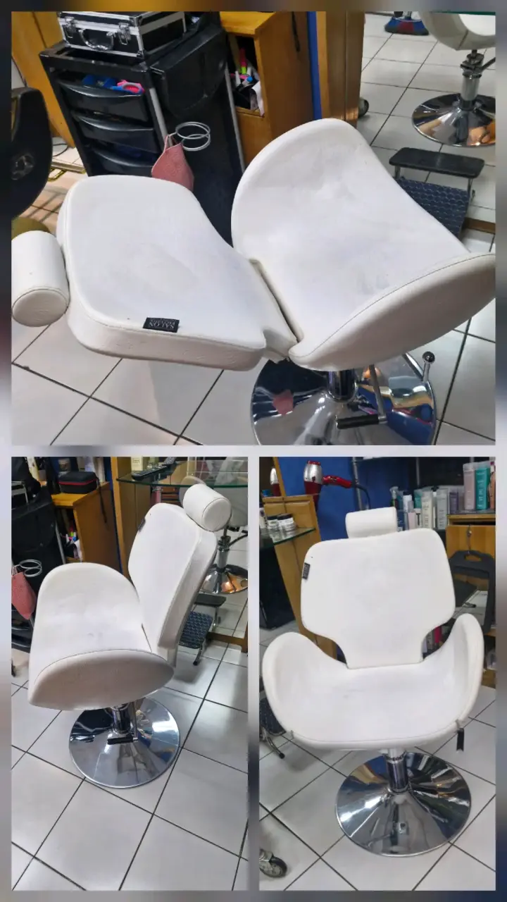 Silla de peluquería blanca ajustable