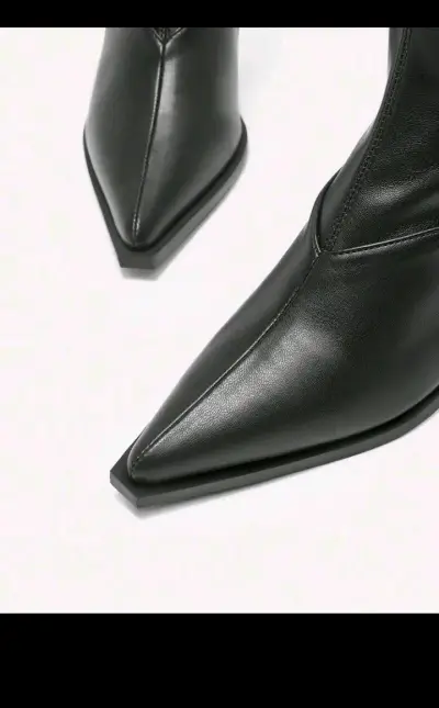 Botas negras de cuero para mujer con tacón - miniatura 2