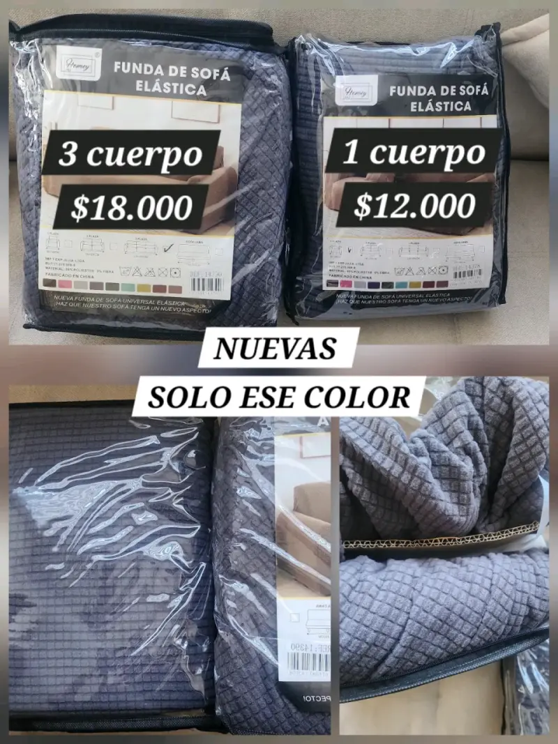 Fundas de Sofá Elásticas Nuevas Color Gris - 1