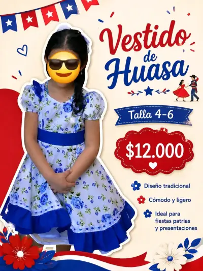 Vestido de Huasa para Niña Talla 4-6 - miniatura 1