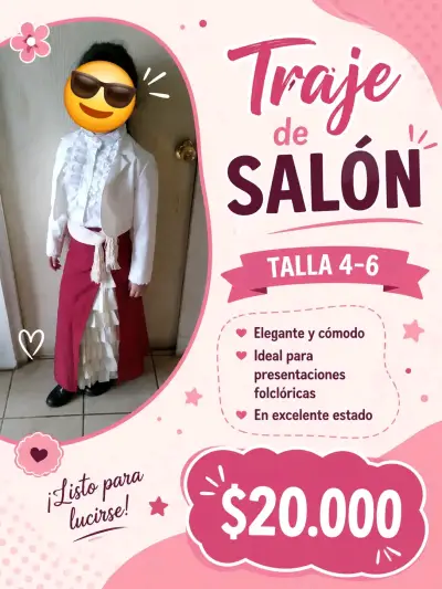 Vestido de Huasa para Niña Talla 4-6 - miniatura 3