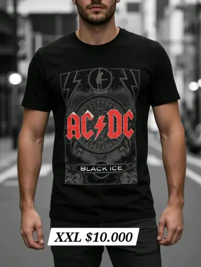 Polera negra AC/DC Black Ice para hombre - miniatura 1