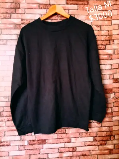 Sweater negro unisex de algodón - miniatura 2