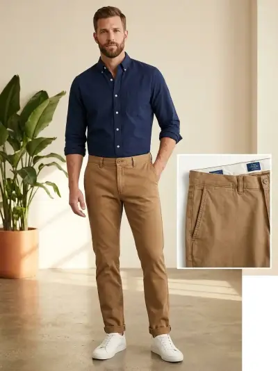Pantalones color beige para hombre - miniatura 1
