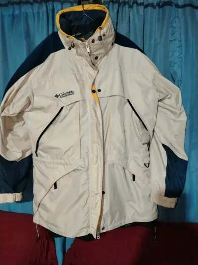 Chaqueta Columbia impermeable beige y azul - miniatura 1