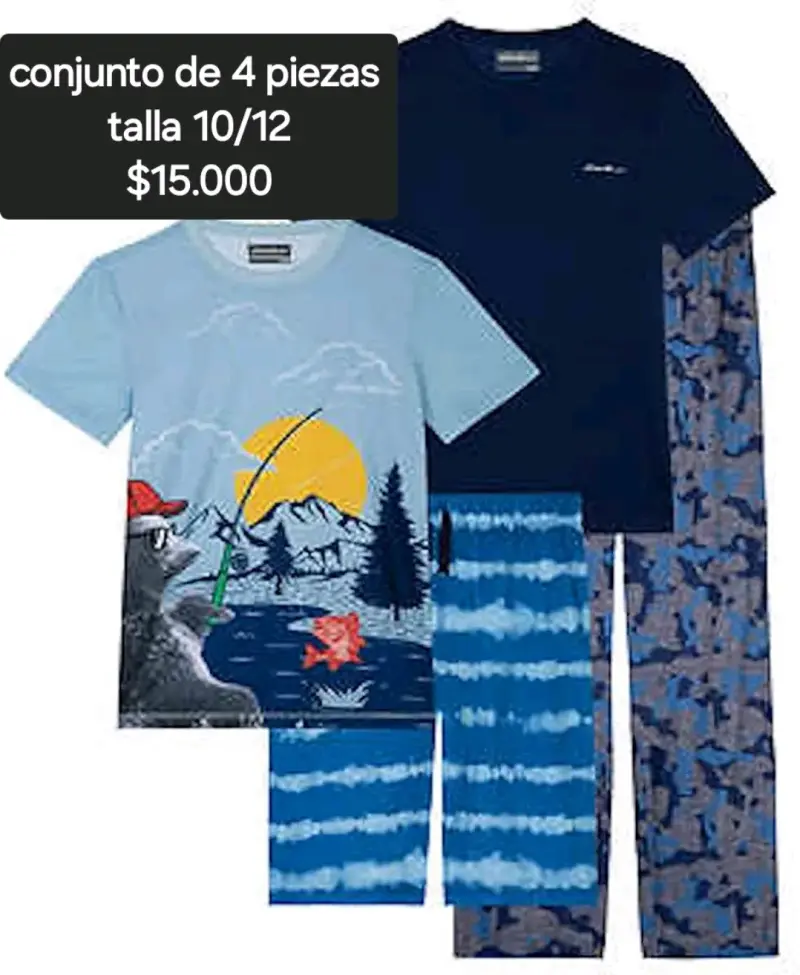 Conjunto de pijama infantil 4 piezas talla 10/12