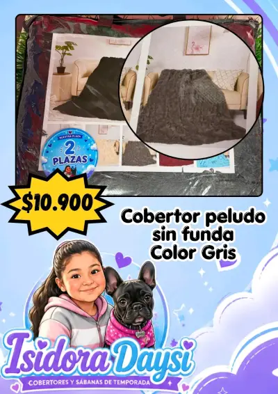 Cobertor peludo sin funda 2 plazas gris - miniatura 1