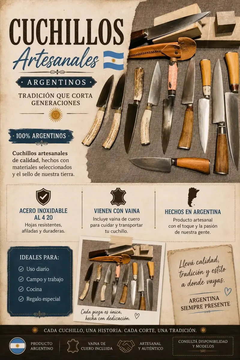 Cuchillos artesanales argentinos con vaina cuero