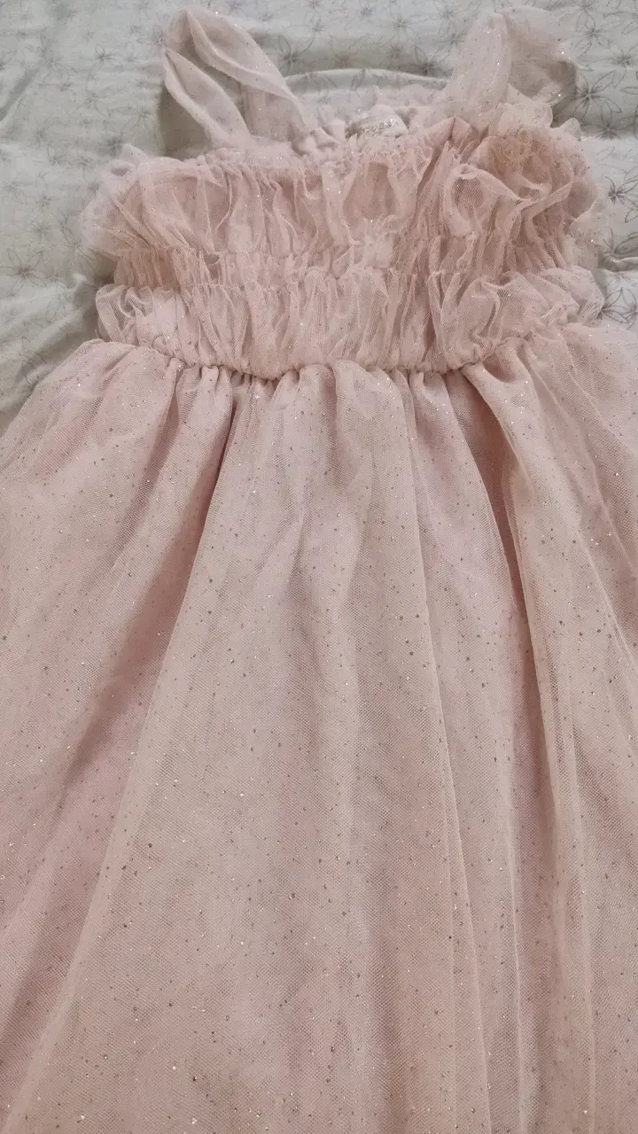 Vestido de fiesta rosa para niña con brillo - 2