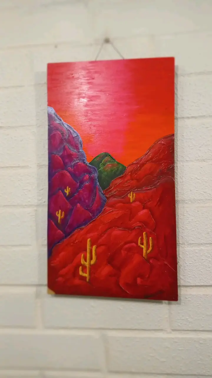 Cuadro Pintura Paisaje Desértico en Lienzo - 1