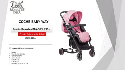 Coche para bebé Baby Way rosado plegable - miniatura 1