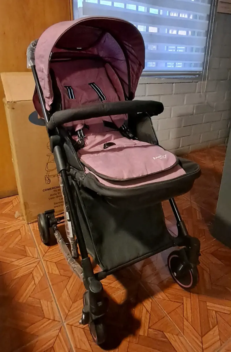Coche para bebé Baby Way rosado plegable - 3