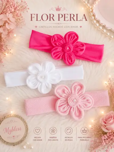 Cintillos Flor Perla para Niñas en Varios Colores - miniatura 1