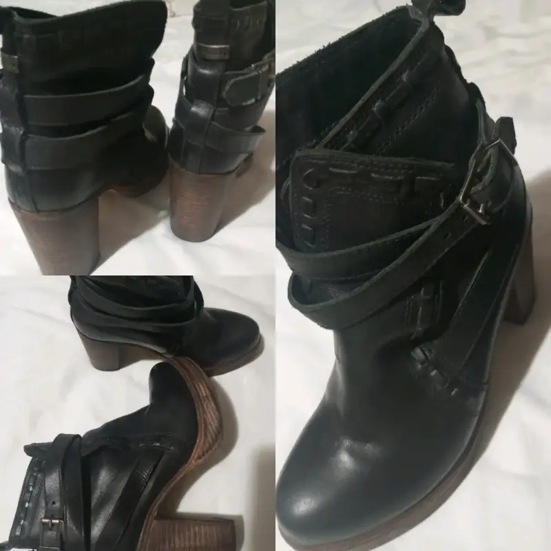 Botines de cuero negro marca ROMANO