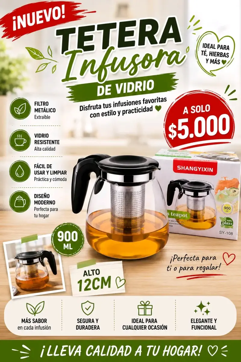 Tetera infusora de vidrio 900ml Shangyixin