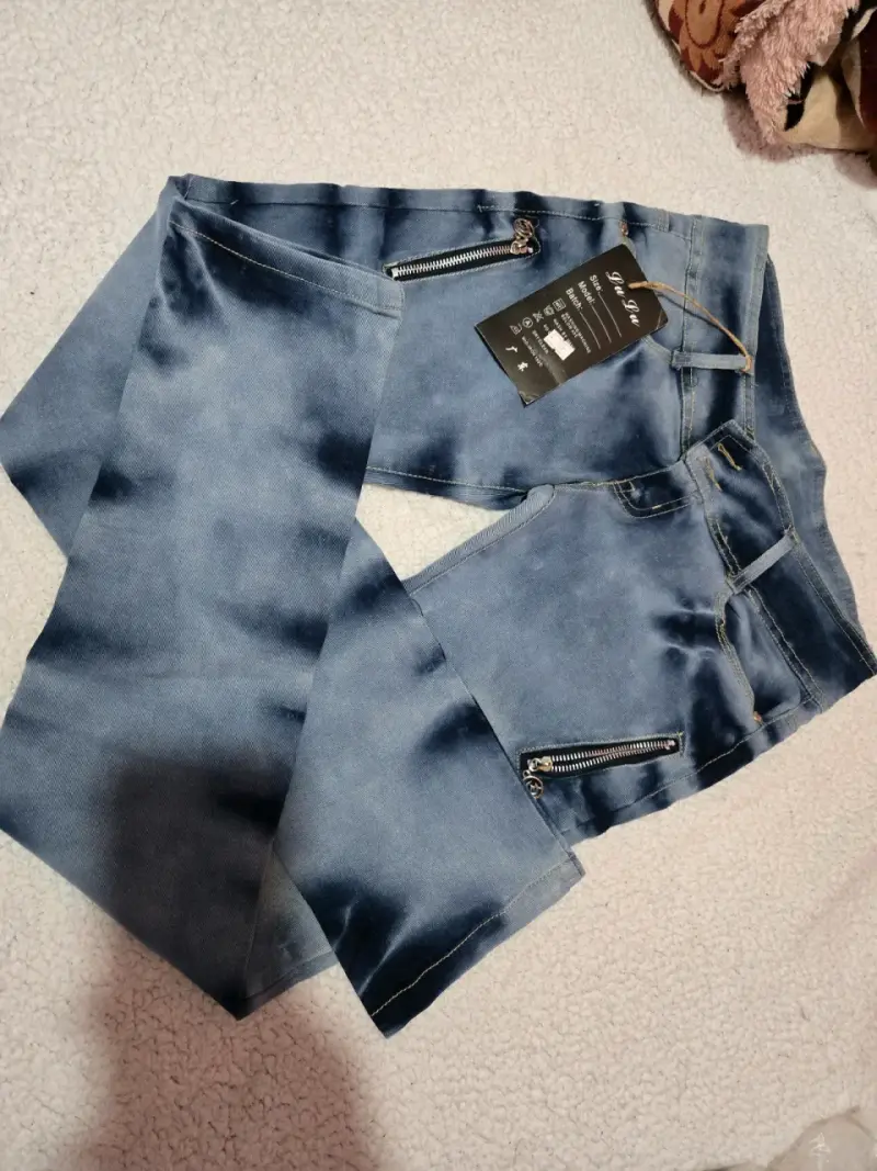 Jeans de mezclilla con diseño tie-dye para mujer - 3