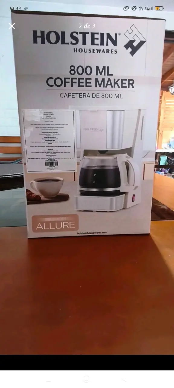 Cafetera Holstein 800 ml con filtro removible - 2