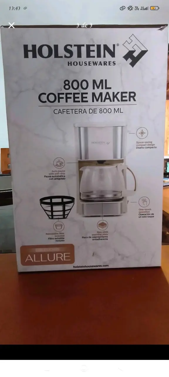 Cafetera Holstein 800 ml con filtro removible - 3