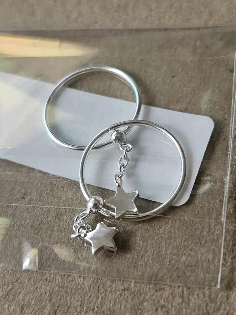 Aros de plata con colgantes de estrellas - 3