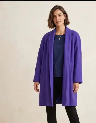 Abrigo largo morado de lana para mujer - miniatura 1