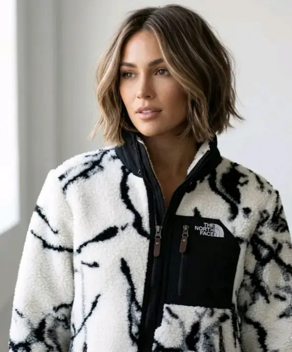 Chaqueta de lana The North Face blanca y negra - 1