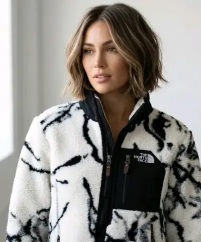 Chaqueta de lana The North Face blanca y negra - miniatura 1