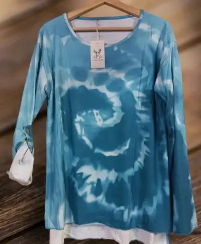 Polera tie-dye azul manga larga - miniatura 2