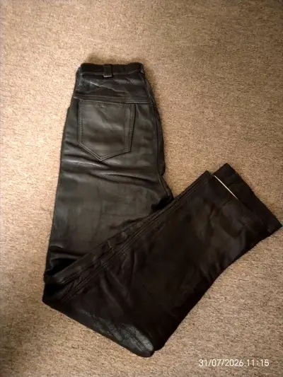 Pantalones de cuero legitimo negro talla 36 - miniatura 1