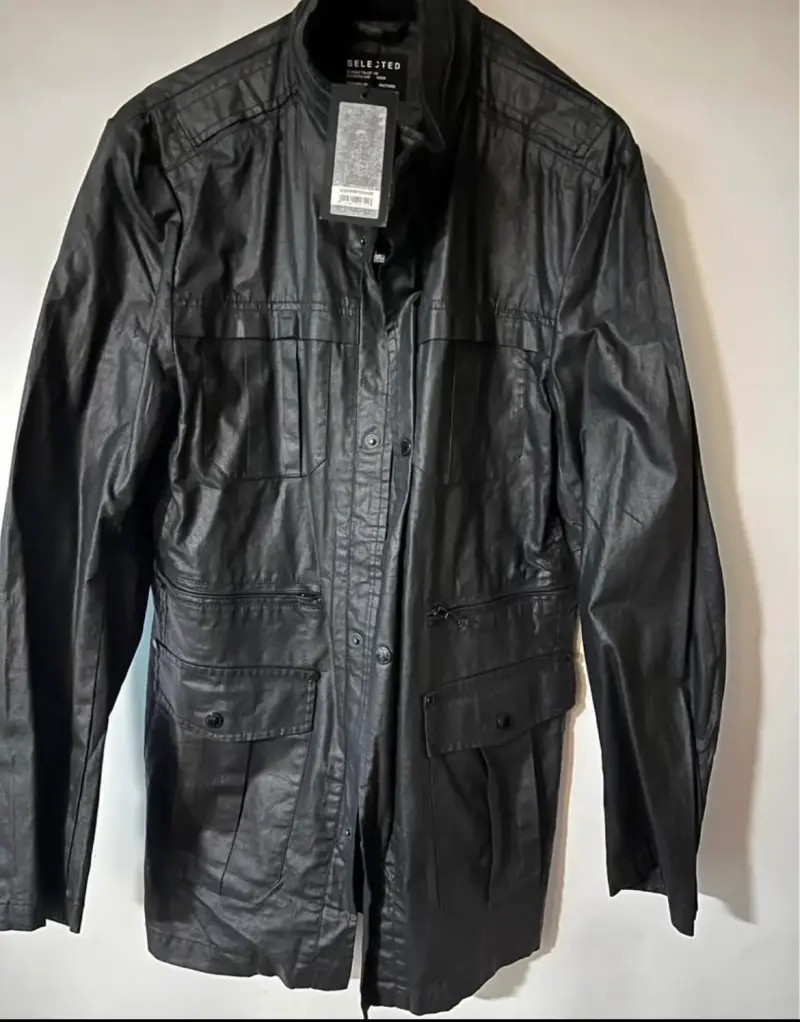 Chaqueta de cuerina negra Selected para hombre - 1