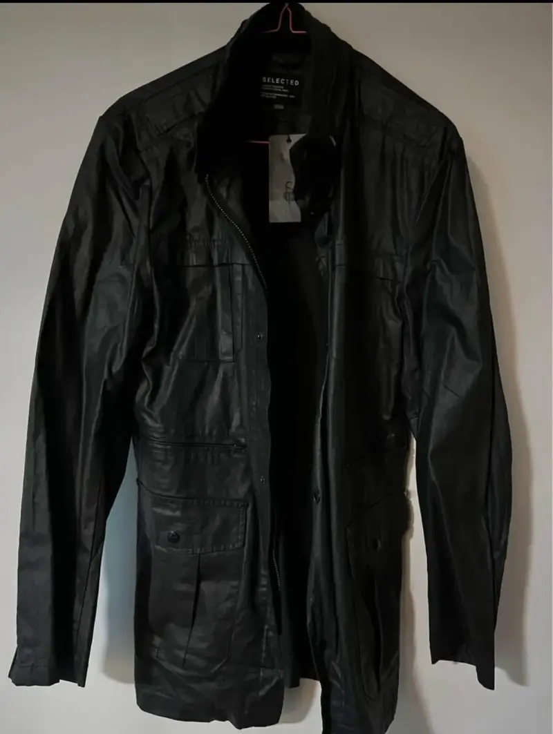 Chaqueta de cuerina negra Selected para hombre - 2